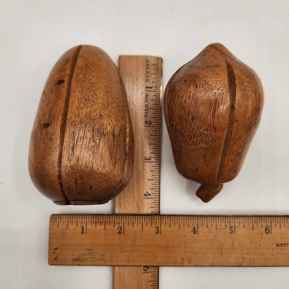 Carved Wooden Fruit 9 Pieces Dining Table Decor MCM Grapes Pear Apple Banana - Picture 9 of 15